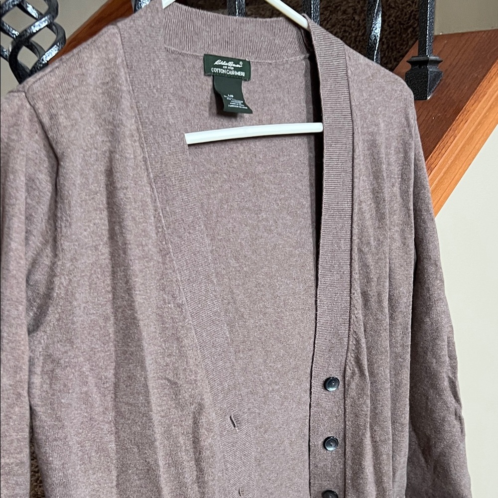 Women's Brown  cashmereCardigan Sweater - Picture 6 of 6